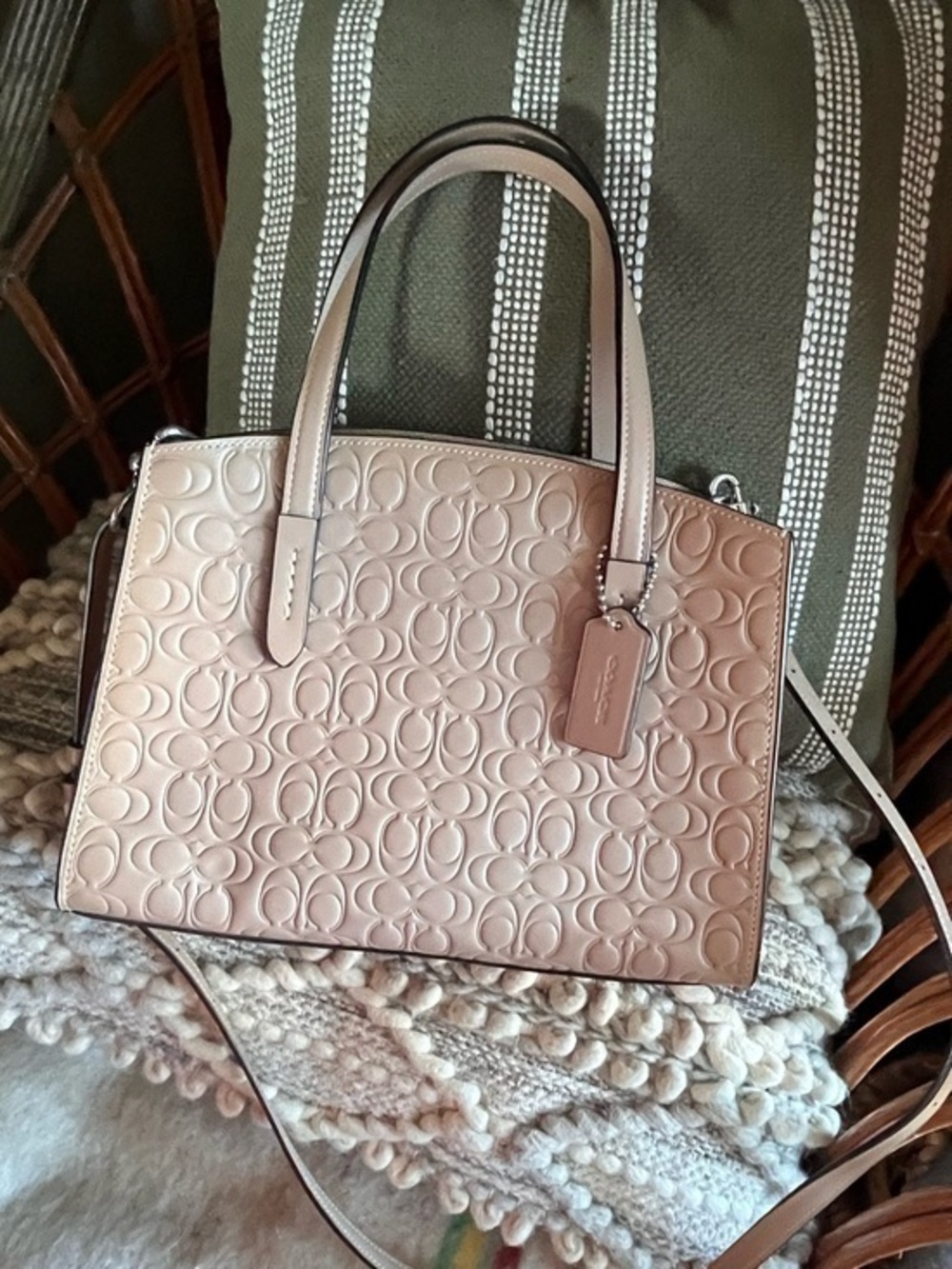 Coach Blush Pink Embossed Signature Bag